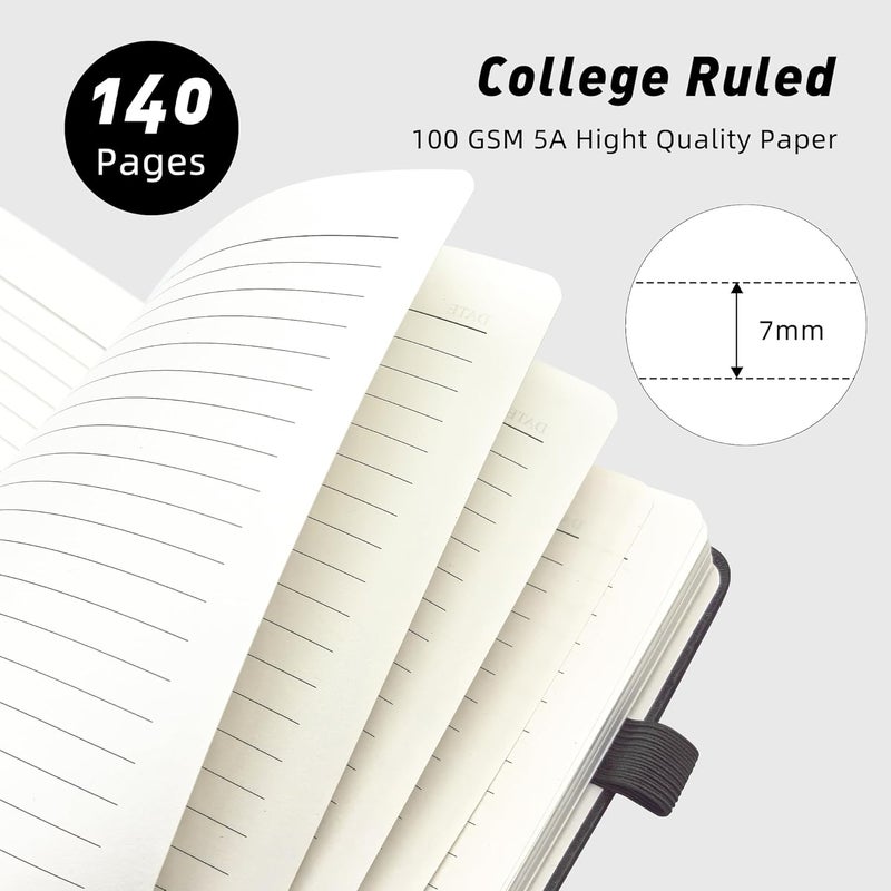 LEAGIM Lined Spiral Journal Notebook for Women & Men, College Ruled Hardcover Notebook for Work & Note Taking, Journals for Writing, 100 GSM, Business, School, 140 Pages, A5(5.8"x8.5") - Black - Image 2